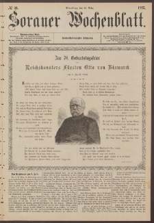 Sorauer Wochenblatt, No. 39. (31. M&auml;rz 1885)