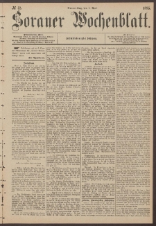 Sorauer Wochenblatt, No. 42. (9. April 1885)