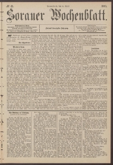 Sorauer Wochenblatt, No. 43. (11. April 1885)