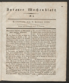 Sorauer Wochenblatt, No. 2. (9. Januar 1836)