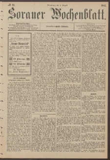 Sorauer Wochenblatt, No. 91. (4. August 1885)