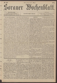 Sorauer Wochenblatt, No. 102. (29. August 1885)