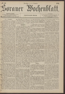 Sorauer Wochenblatt, No. 133. (10. November 1885)
