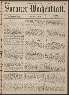 Sorauer Wochenblatt, No. 95[96]. (15. August 1876)