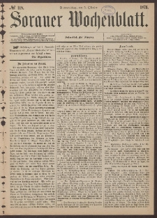 Sorauer Wochenblatt, No. 118. (5. Oktober 1876)