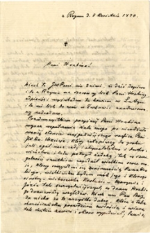 [List ks. Józefa Łukaszewicza z Rzymu do hrabiny Mielżyńskiej]