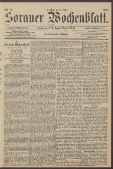 Sorauer Wochenblatt, Nr. 38. (29. M&auml;rz 1892)