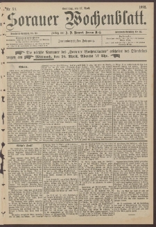 Sorauer Wochenblatt, Nr. 53. (17. April 1892)