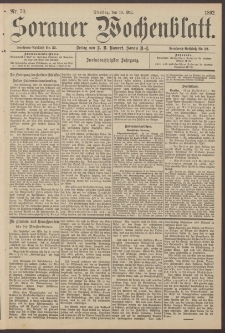 Sorauer Wochenblatt, Nr. 70. (10. Mai 1892)
