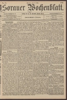 Sorauer Wochenblatt, Nr. 75. (17. Mai 1892)