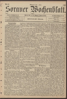 Sorauer Wochenblatt, Nr. 87. (1. Juni 1892)