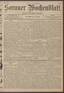 Sorauer Wochenblatt, Nr. 111. (20. September 1887)