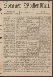 Sorauer Wochenblatt, Nr. 279. (30. November 1894)