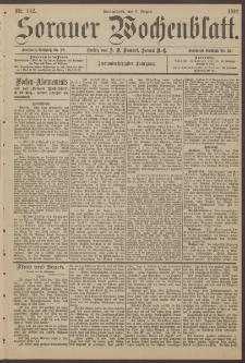 Sorauer Wochenblatt, Nr. 142. (6. August 1892)