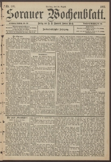 Sorauer Wochenblatt, Nr. 159. (26. August 1892)