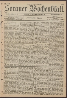 Sorauer Wochenblatt, Nr. 179. (18. September 1892)