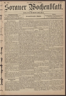 Sorauer Wochenblatt, Nr. 149. (17. December 1887)