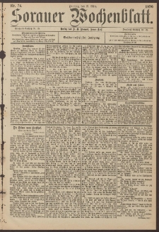 Sorauer Wochenblatt, Nr. 74. (27. M&auml;rz 1896)