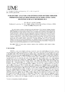 Parametric Analysis and Optimization of Wire EDM for Improved Surface Roughness of D2 Tool Steel Using Response Surface Methodology
