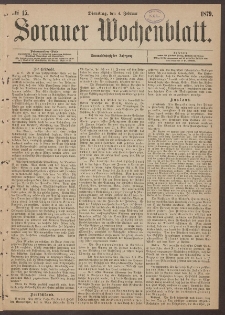 Sorauer Wochenblatt, No. 15. (4. Februar 1879)