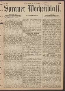 Sorauer Wochenblatt, No. 22. (20. Februar 1879)