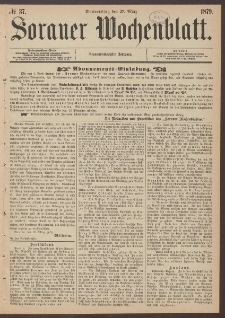 Sorauer Wochenblatt, No. 37. (27. M&auml;rz 1879)