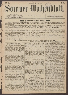 Sorauer Wochenblatt, No. 72. (21. Juni 1879)