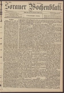 Sorauer Wochenblatt, Nr. 208. (7. September 1897)