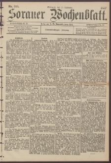 Sorauer Wochenblatt, Nr. 215. (15. September 1897)
