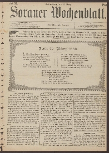 Sorauer Wochenblatt, No. 34. (22. M&auml;rz 1883)