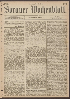 Sorauer Wochenblatt, No. 38. (3. April 1883)