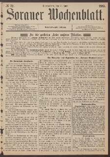 Sorauer Wochenblatt, No. 72. (23. Juni 1883)