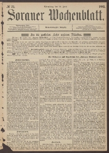 Sorauer Wochenblatt, No. 73. (26. Juni 1883)