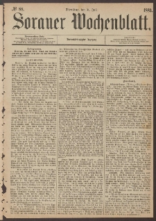 Sorauer Wochenblatt, No. 88. (31. Juli 1883)