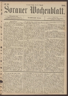 Sorauer Wochenblatt, No. 92. (9. August 1883)