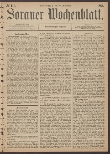 Sorauer Wochenblatt, No. 140. (29. November 1883)