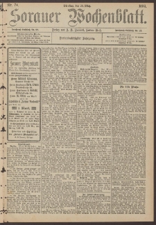 Sorauer Wochenblatt, Nr. 74. (28. M&auml;rz 1893)