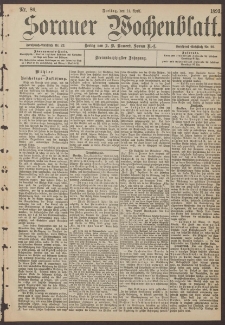 Sorauer Wochenblatt, Nr. 86. (14. April 1893)