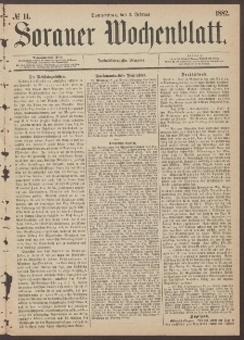 Sorauer Wochenblatt, No. 14. (2. Februar 1882)