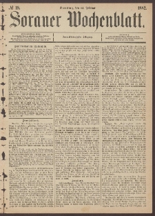 Sorauer Wochenblatt, No. 19. (14. Februar 1882)