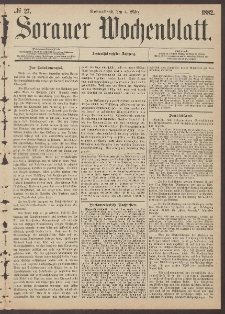 Sorauer Wochenblatt, No. 27. (4. M&auml;rz 1882)