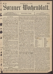 Sorauer Wochenblatt, No. 43. (13. April 1882)