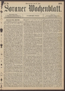 Sorauer Wochenblatt, No. 70. (17. Juni 1882)