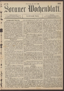 Sorauer Wochenblatt, No. 71. (20. Juni 1882)