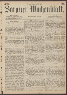 Sorauer Wochenblatt, No. 72. (22. Juni 1882)