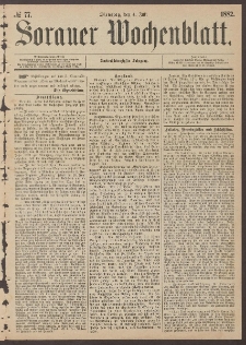 Sorauer Wochenblatt, No. 77. (4. Juli 1882)