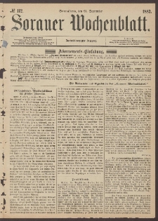 Sorauer Wochenblatt, No. 112. (23. September 1882)