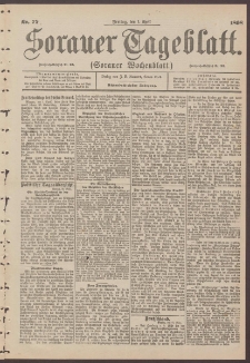 Sorauer Tageblatt (Sorauer Wochenblatt), Nr. 77. (1. April 1898)
