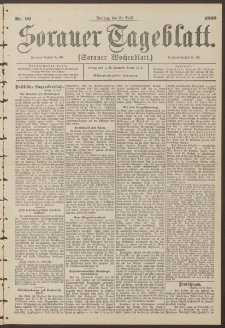 Sorauer Tageblatt (Sorauer Wochenblatt), Nr. 99. (29. April 1898)