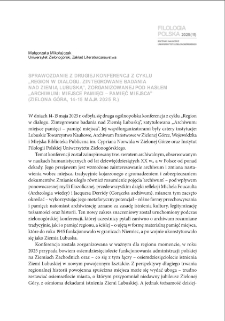 Sprawozdanie z drugiej konferencji z cyklu "Region w dialogu. Zintegrowane badania nad Ziemią Lubuską", zorganizowanej pod hasłem "Archiwum: miejsce pamięci - pamięć miejsca" (Zielona G&oacute;ra, 14-15 maja 2025 r.)